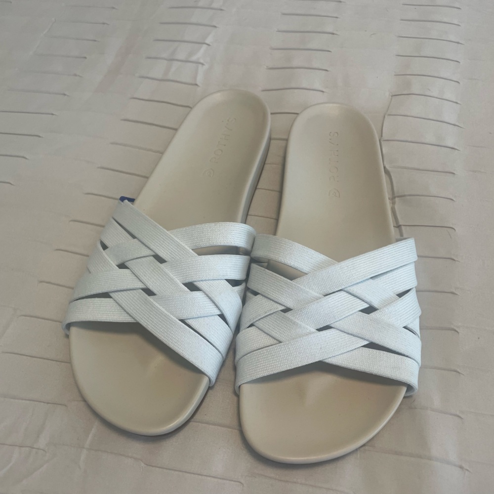 Rothy's Cloud White Slide Sandal- Sz. 8.5